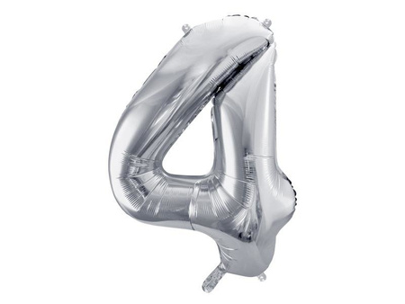 The number 4 Foil balloon, 86cm, silver