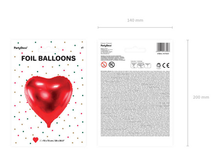 Foil balloon red heart xxl 72x73cm