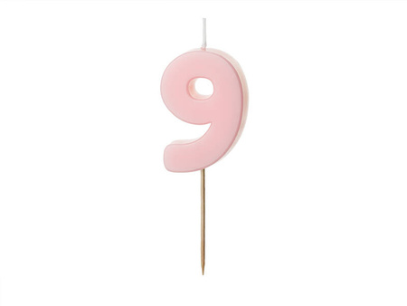 Birthday candle 9, pink, 5,5cm