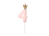 Birthday candle 4 with crown, bright pink