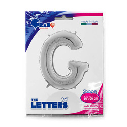 Foil balloon letter G, 66cm, silver