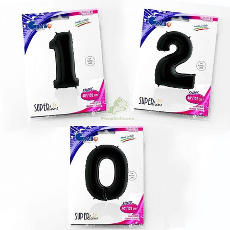 The number 4 Foil balloon, black, 102cm Grabo