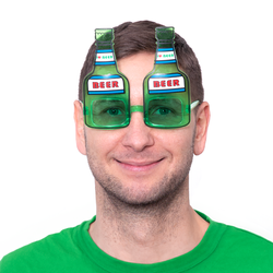 Party glasses Beer Bottles, green frames, 14.5cm