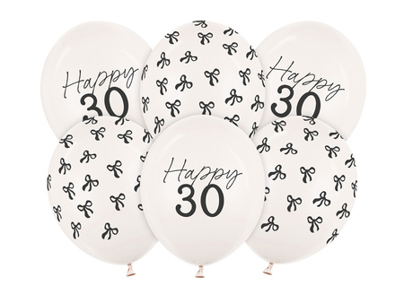 Luftballons 30 cm, 30. Geburtstagsset, Pastell Off-White