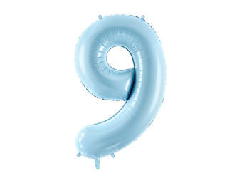 The number 9 Foil balloon, 86cm, light blue