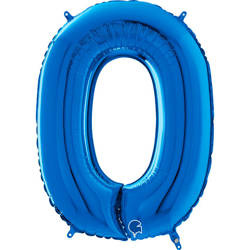 Foil Balloon Number 0 Blue, 66 cm Grabo