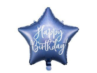 Folienballon Happy Birthday! Marineblauer Stern 40 cm