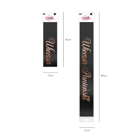 Sash black with the inscription Bachelorette evening in Rose Gold, 160cm