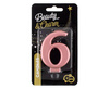 Candle Cyfer 6, Metallic Rose Gold, 8 cm