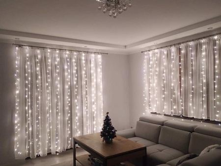 LED curtain light 3x3m, warm white, with control