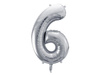 The number 6 Foil balloon, 86cm, silver