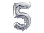 The number 5 Foil balloon, 86cm, silver