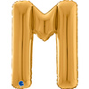 Foil balloon letter M, 66cm, gold