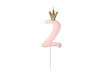 Birthday candle 2 with crown, bright pink