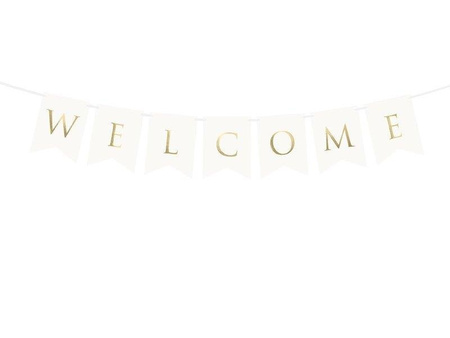 Banner and the Welcome, white, 15 x 95 cm