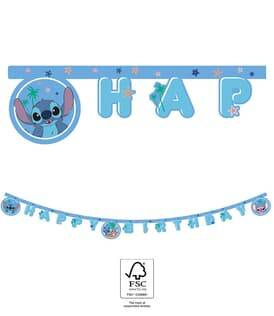 Papierbanner „Happy Birthday“, Stitch, 160 cm 