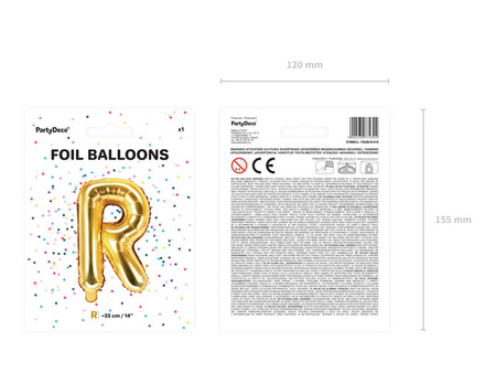 Foil balloon letter R 35cm, gold