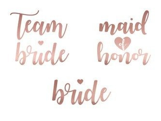 Temporary tattoos bachelorette party, team bride, pink gold, 13 pcs.