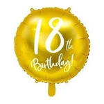 Folienballon, Rund, '18. Geburtstag' - zum 18. Geburtstag, Gold, 45 cm