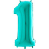 Number 1 Foil Balloon Tiffany, Mint - 102 cm Grabo