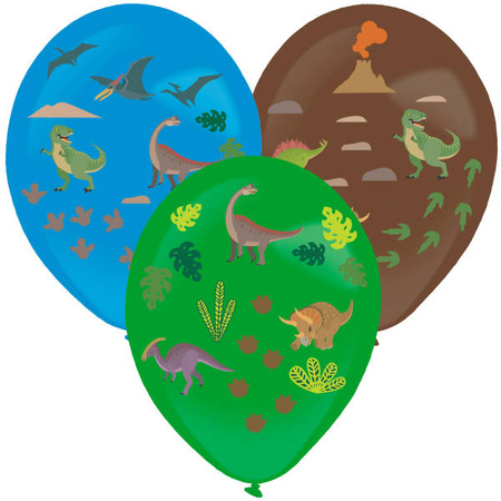 Latex balloons with dinosaur stickers, 35cm 3 pieces