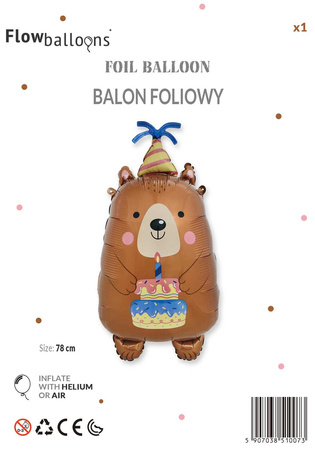 Birthday Bear Foil Balloon 44.5 x 78.5 cm