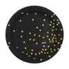 Black paper plates with gold dots, 23 cm, 6 pieces