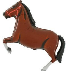Foil balloon - horse in gallop, dark brown, 56cm