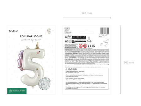 Folienballon Zahl 5 Einhorn Creme Roségold 93cm