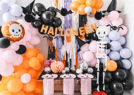 Skull Foil Balloon, Halloween, Orange, 45 cm