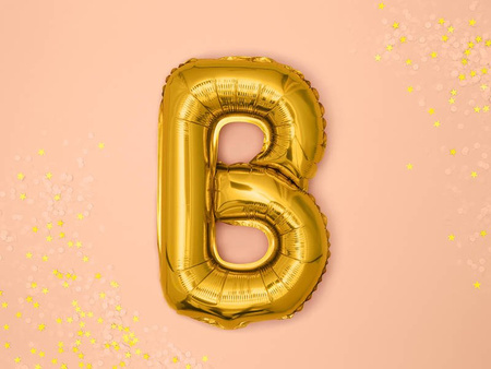 Foil balloon letter B, 35cm, gold
