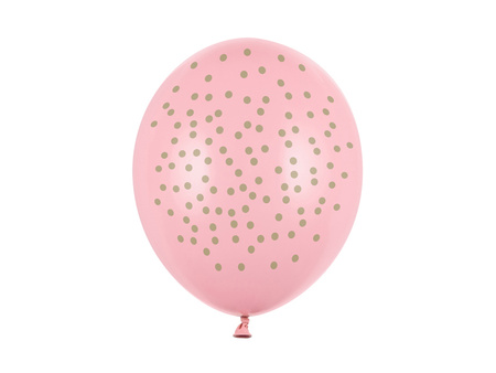 Latex balloons, powder pink dots in Golden, 30cm (1 op. / 50 pieces).