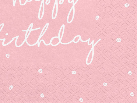 Rosa Servietten Happy Birthday, 33x33 cm (1 Pk. / 20 teile) Rosa
