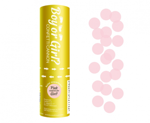 Shot tube with confetti, Boy Or Girl, Pink paper circles / 15 cm