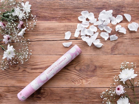 Confetti Cannon, White Rose Petals, 60cm