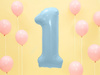 The number 1 Foil balloon, 86cm, light blue