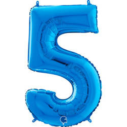Foil Balloon Number 5 Blue, 66 cm Grabo