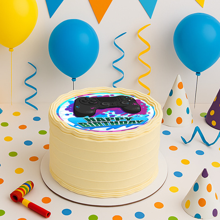 PlayStation Pad cake topper edible wafer round 20 cm premium, vegan, gluten-free, cut