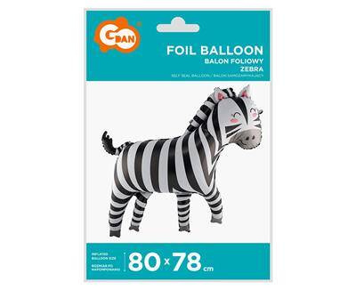 Zebra foil balloon, 80 x 78 cm,