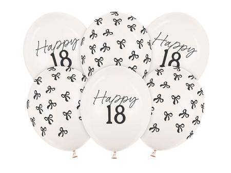 Strong balloons, Pastel Off-white, 18 print, 30 cm, 6 pcs.