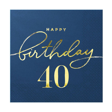 Happy Birthday napkins 40 navy blue 10 pcs.