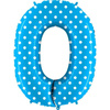 The foil balloon Number 0 Turquoise Blue dotted - 102 cm Grabo