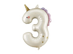 Foil Balloon Number 3 Unicorn Cream Rose Gold 93cm
