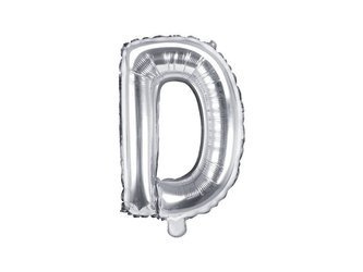 Folienballon-Buchstabe D, 35 cm, Silber