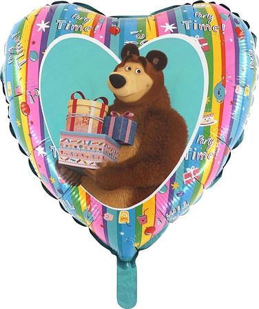 Folienballon Herz, Masha und Bär mit Geschenken - 46cm Grabo 