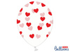 Transparent balloons in red hearts 30cm, 50 pcs.