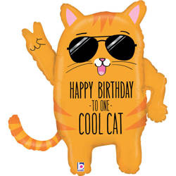 Foil balloon - Cool cat, Happy Birthday 84 cm, Grabo