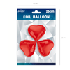 Foil balloon red heart 23cm, 3 pcs