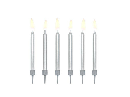 Birthday candles smooth, silver (1, Op. / 6 pcs.)