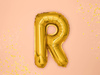 Foil balloon letter R 35cm, gold